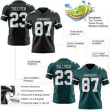 Custom Black White Gray-Midnight Green Reversible Double Side Authentic Football Jersey