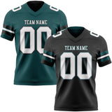 Custom Black White Gray-Midnight Green Reversible Double Side Authentic Football Jersey
