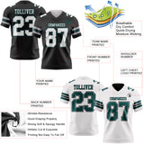 Custom Black White Gray-Midnight Green Reversible Double Side Authentic Football Jersey