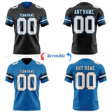 Custom Black White Gray-Blue Reversible Double Side Authentic Football Jersey