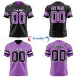 Custom Black Medium Purple-White Reversible Double Side Authentic Football Jersey