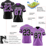 Custom Black Medium Purple-White Reversible Double Side Authentic Football Jersey