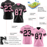 Custom Black-Light Pink Reversible Double Side Authentic Football Jersey