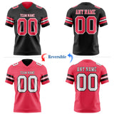 Custom Black Neon Pink-White Reversible Double Side Authentic Football Jersey