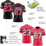 Custom Black Neon Pink-White Reversible Double Side Authentic Football Jersey