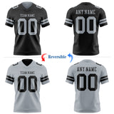 Custom Black-Silver Reversible Double Side Authentic Football Jersey