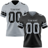 Custom Black-Silver Reversible Double Side Authentic Football Jersey