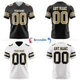 Custom Black Vegas Gold-White Reversible Double Side Authentic Football Jersey
