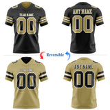 Custom Black Vegas Gold-White Reversible Double Side Authentic Football Jersey