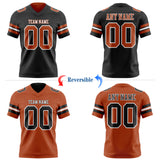 Custom Black Texas Orange-White Reversible Double Side Authentic Football Jersey