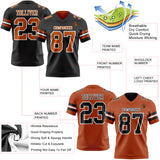 Custom Black Texas Orange-White Reversible Double Side Authentic Football Jersey