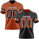 Custom Black Texas Orange-White Reversible Double Side Authentic Football Jersey