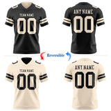 Custom Black-Cream Reversible Double Side Authentic Football Jersey