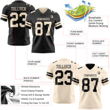 Custom Black-Cream Reversible Double Side Authentic Football Jersey