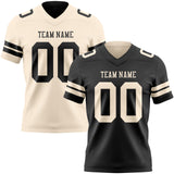 Custom Black-Cream Reversible Double Side Authentic Football Jersey