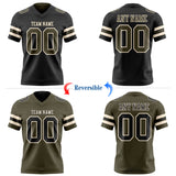 Custom Black Olive-Cream Reversible Double Side Authentic Football Jersey