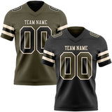 Custom Black Olive-Cream Reversible Double Side Authentic Football Jersey