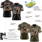 Custom Black Olive Reversible Double Side Authentic Football Jersey
