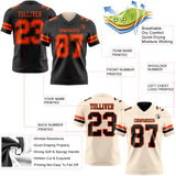 Custom Black Cream Reversible Double Side Authentic Football Jersey