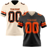 Custom Black Cream Reversible Double Side Authentic Football Jersey