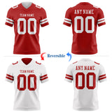 Custom Red-White Reversible Double Side Authentic Football Jersey