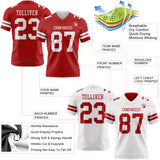 Custom Red-White Reversible Double Side Authentic Football Jersey