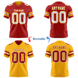 Custom Red White-Gold Reversible Double Side Authentic Football Jersey
