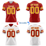 Custom Red Gold-White Reversible Double Side Authentic Football Jersey