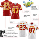 Custom Red Gold-White Reversible Double Side Authentic Football Jersey