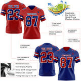 Custom Red Royal-White Reversible Double Side Authentic Football Jersey