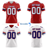 Custom Red White-Royal Reversible Double Side Authentic Football Jersey
