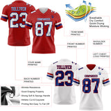 Custom Red White-Royal Reversible Double Side Authentic Football Jersey