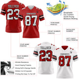 Custom Red White-Black Reversible Double Side Authentic Football Jersey