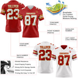 Custom Red White-Old Gold Reversible Double Side Authentic Football Jersey