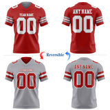 Custom Red White-Gray Reversible Double Side Authentic Football Jersey
