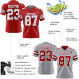 Custom Red White-Gray Reversible Double Side Authentic Football Jersey