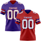 Custom Red White-Purple Reversible Double Side Authentic Football Jersey