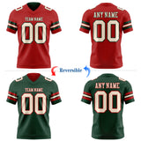 Custom Red Cream-Green Reversible Double Side Authentic Football Jersey
