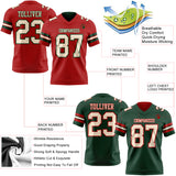 Custom Red Cream-Green Reversible Double Side Authentic Football Jersey