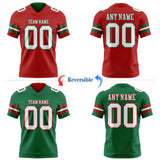 Custom Red White-Kelly Green Reversible Double Side Authentic Football Jersey