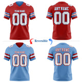 Custom Red White-Light Blue Reversible Double Side Authentic Football Jersey