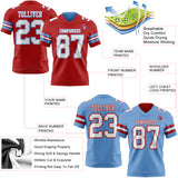 Custom Red White-Light Blue Reversible Double Side Authentic Football Jersey
