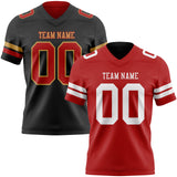 Custom Red Black Reversible Double Side Authentic Football Jersey