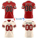 Custom Red Black-Cream Reversible Double Side Authentic Football Jersey