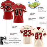 Custom Red Black-Cream Reversible Double Side Authentic Football Jersey