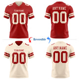 Custom Red-Cream Reversible Double Side Authentic Football Jersey