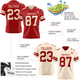Custom Red-Cream Reversible Double Side Authentic Football Jersey
