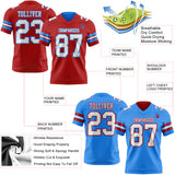 Custom Red White-Powder Blue Reversible Double Side Authentic Football Jersey