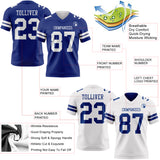 Custom Royal-White Reversible Double Side Authentic Football Jersey
