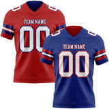 Custom Royal White-Red Reversible Double Side Authentic Football Jersey